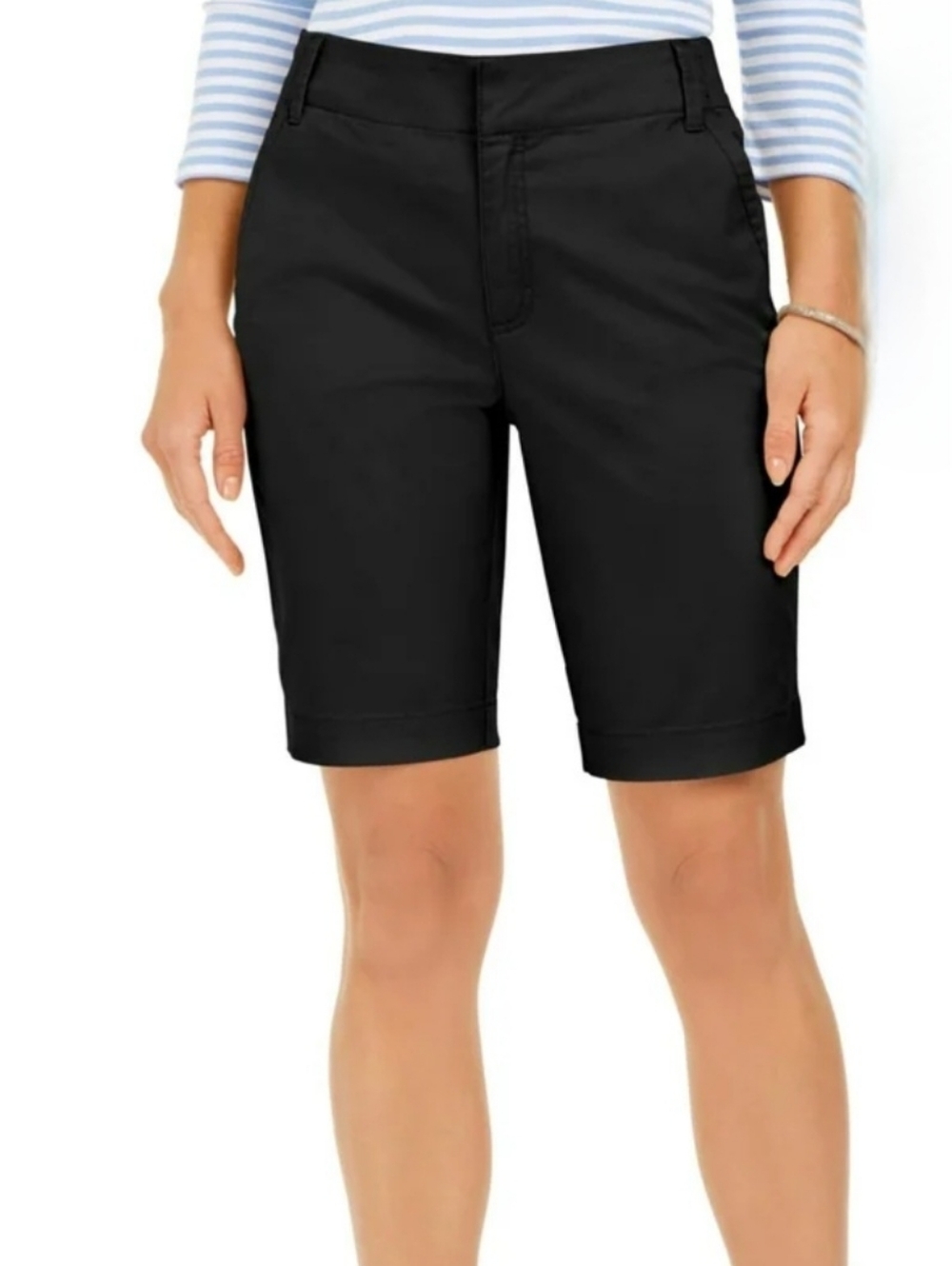 Charter Club Classic Bermuda Shorts Zip Fly Pockets Stretch Slit Hem Flat Front